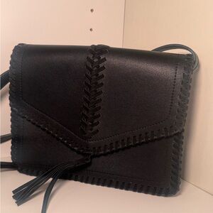 BCBGeneration Boho Braided Shoulder Bag - Black with Tassel Detail EUC